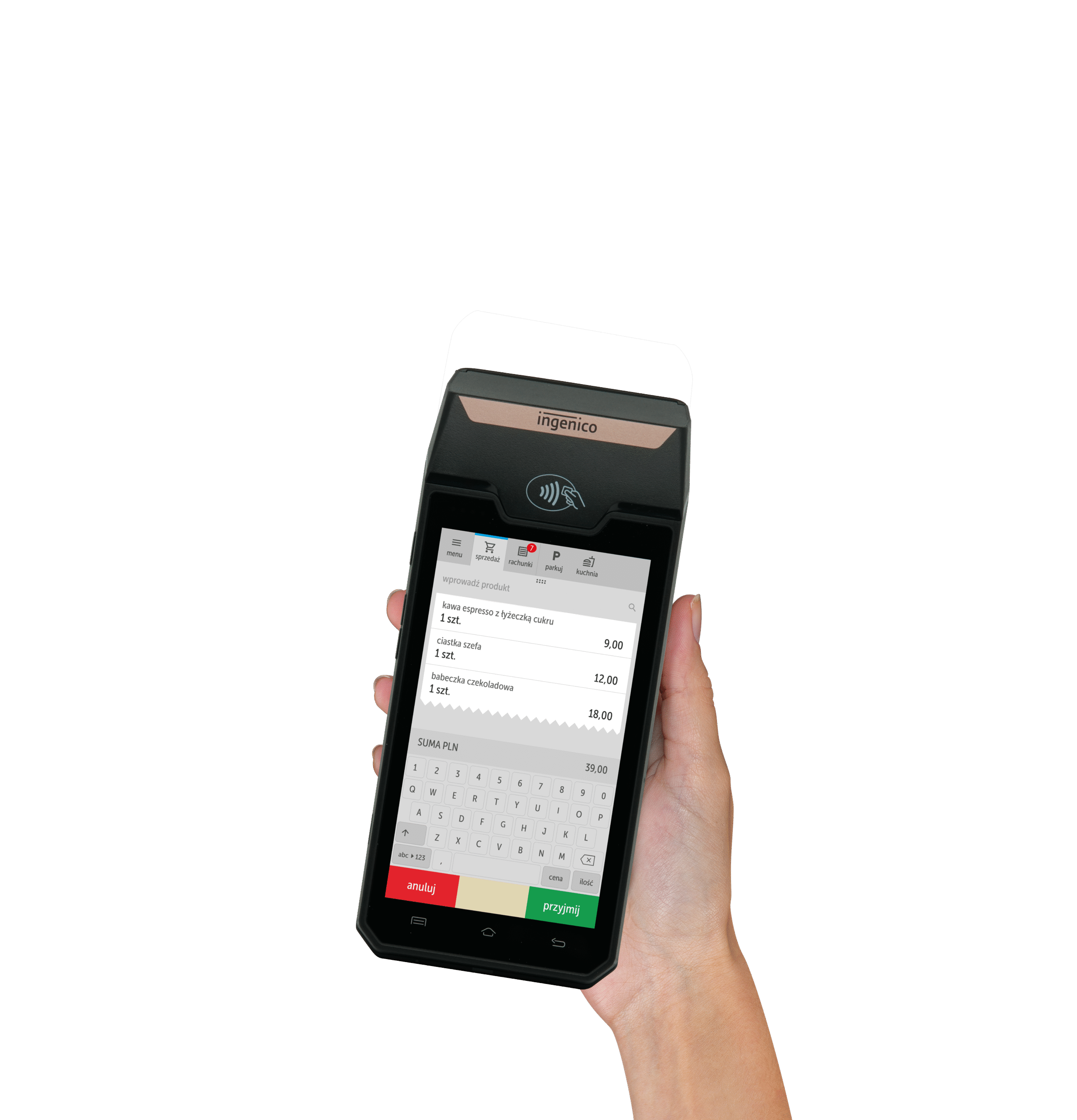 iPOS pocket 2 w prawej dłoni